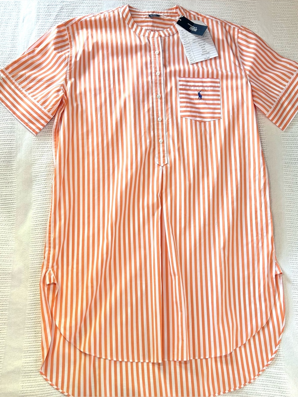 Polo Ralph Lauren Sample Orange Stripe Women’s Large Tunic Shirtdress Cotton - Picture 4 of 11